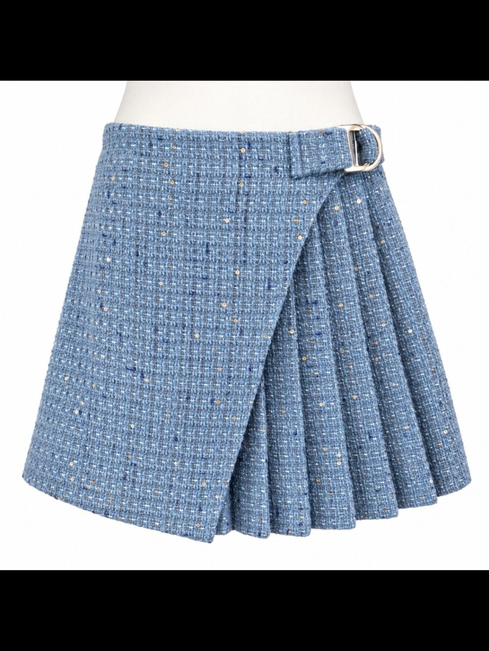 Maje Paris Pleated Tweed Skort Metallic Boucle Wrap Mini SZ 38   US 6/8 - Picture 4 of 14